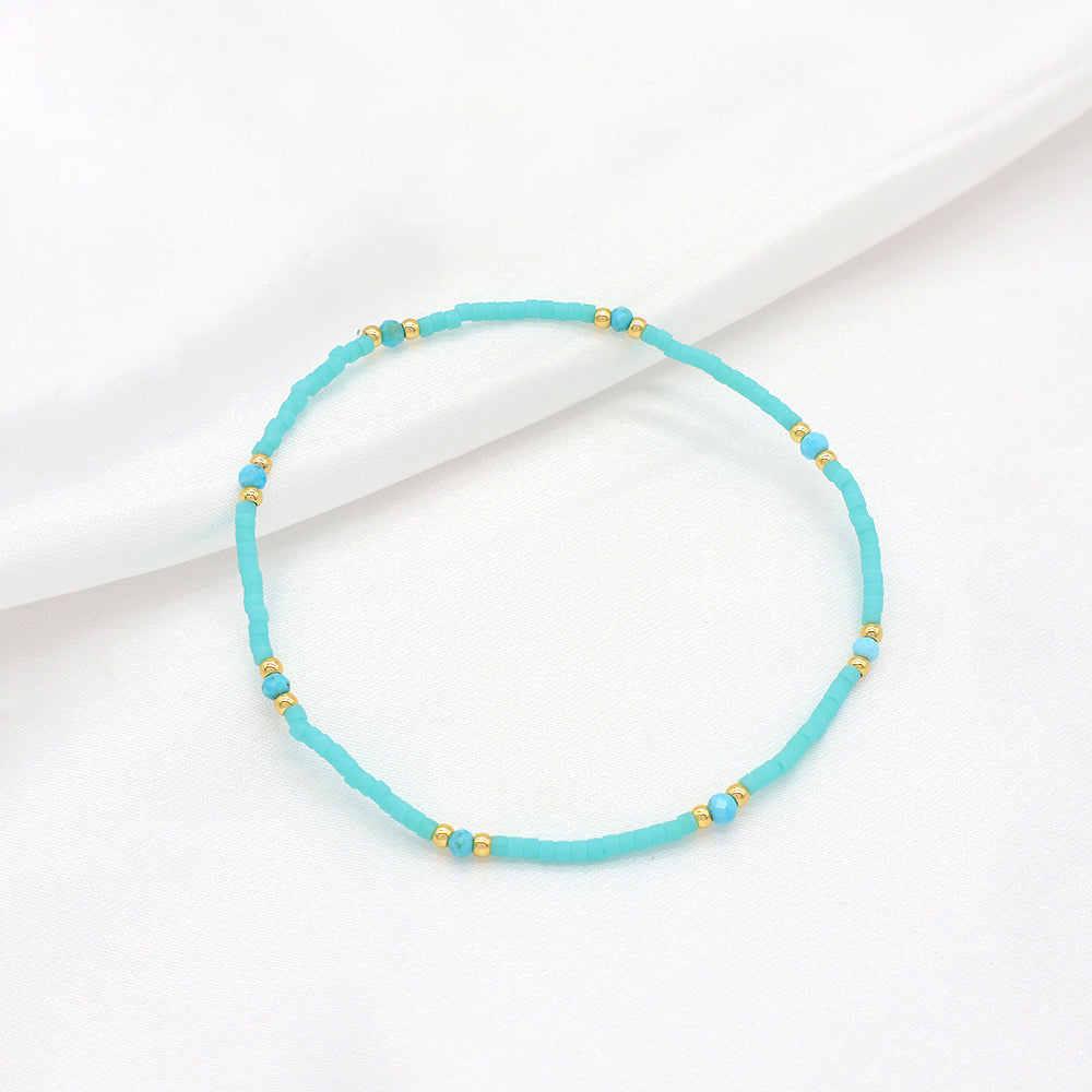 Custom Handmade Colorful Miyuki Beads Natural Stone Elastic Bracelet