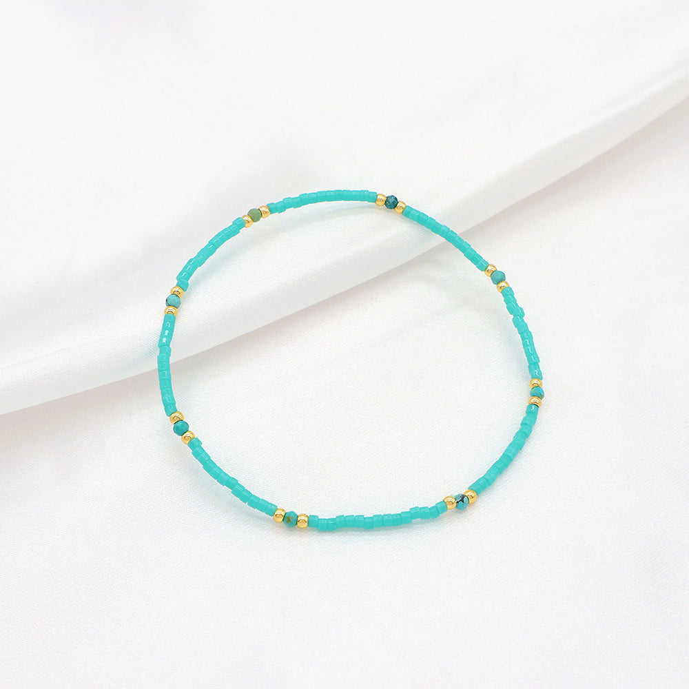 Custom Handmade Colorful Miyuki Beads Natural Stone Elastic Bracelet