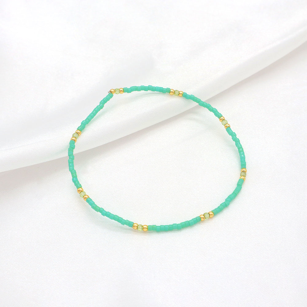 Custom Handmade Colorful Miyuki Beads Natural Stone Elastic Bracelet