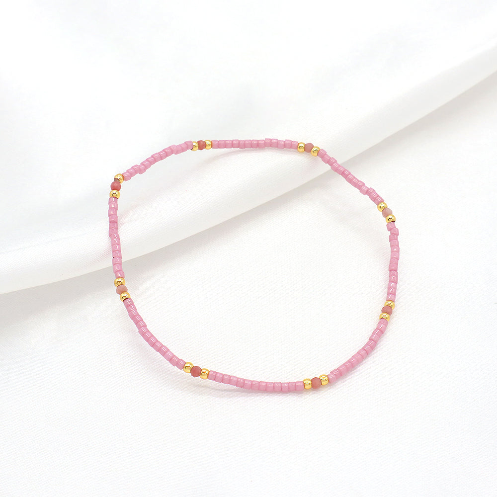 Custom Handmade Colorful Miyuki Beads Natural Stone Elastic Bracelet
