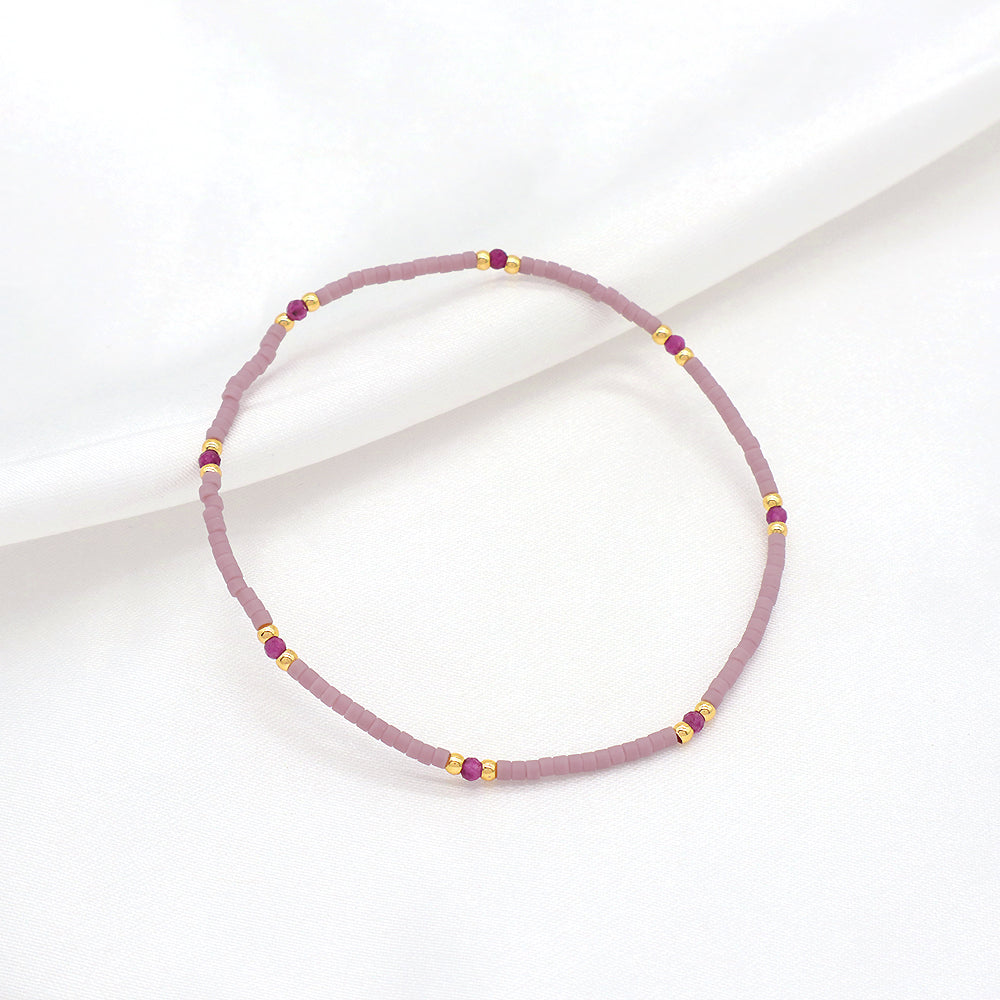 Custom Handmade Colorful Miyuki Beads Natural Stone Elastic Bracelet