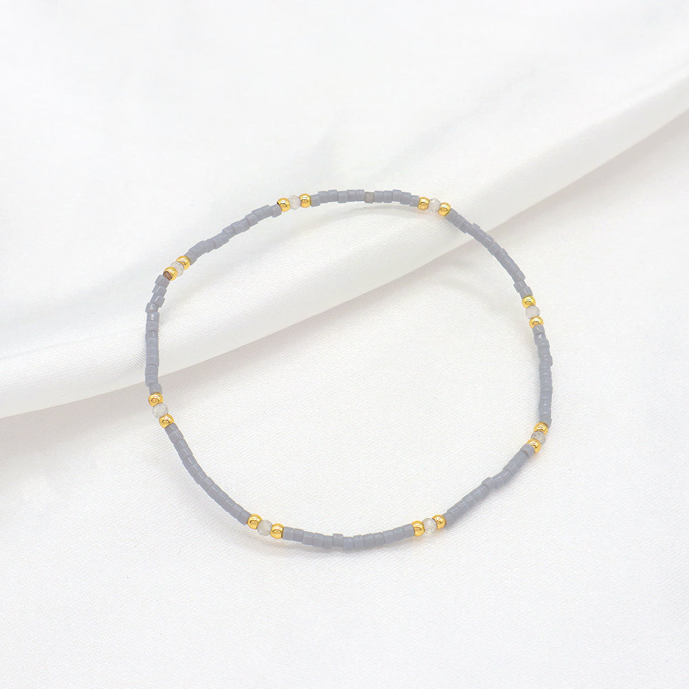 Custom Handmade Colorful Miyuki Beads Natural Stone Elastic Bracelet