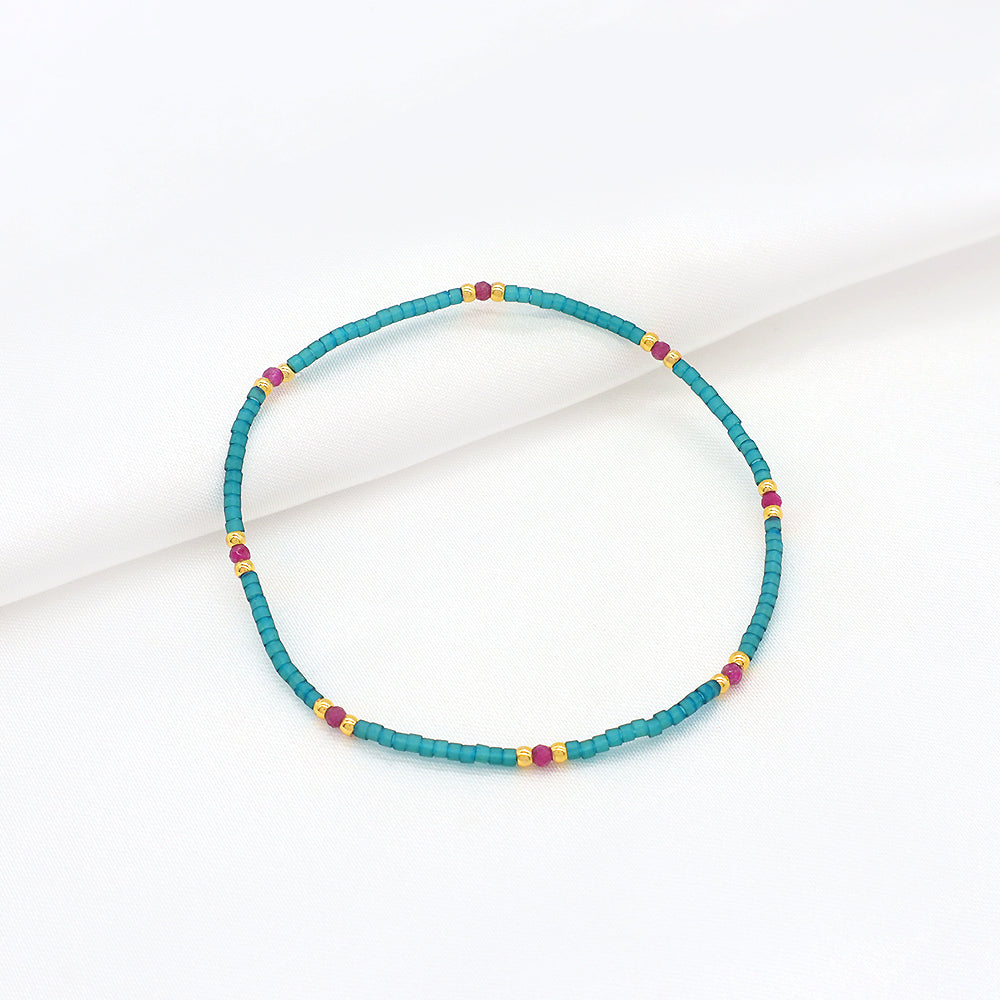 Custom Handmade Colorful Miyuki Beads Natural Stone Elastic Bracelet