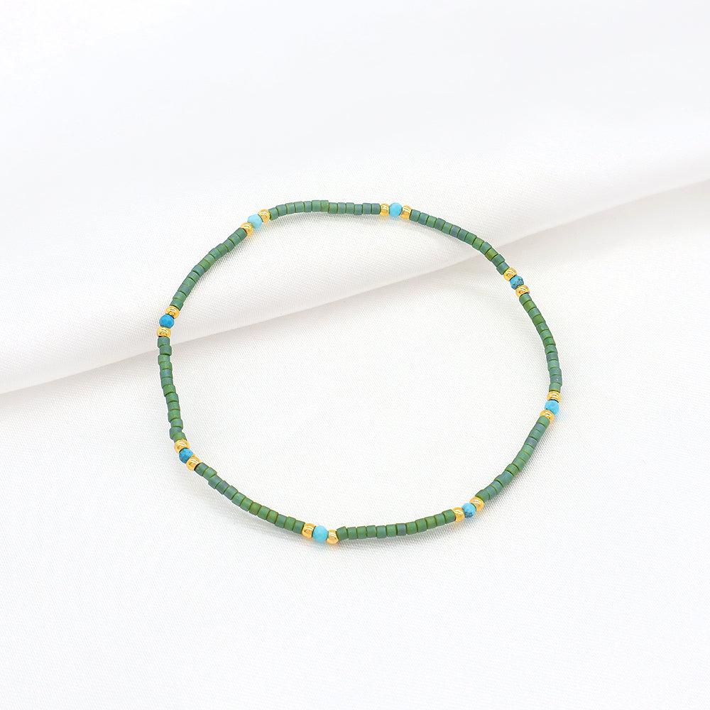Custom Handmade Colorful Miyuki Beads Natural Stone Elastic Bracelet