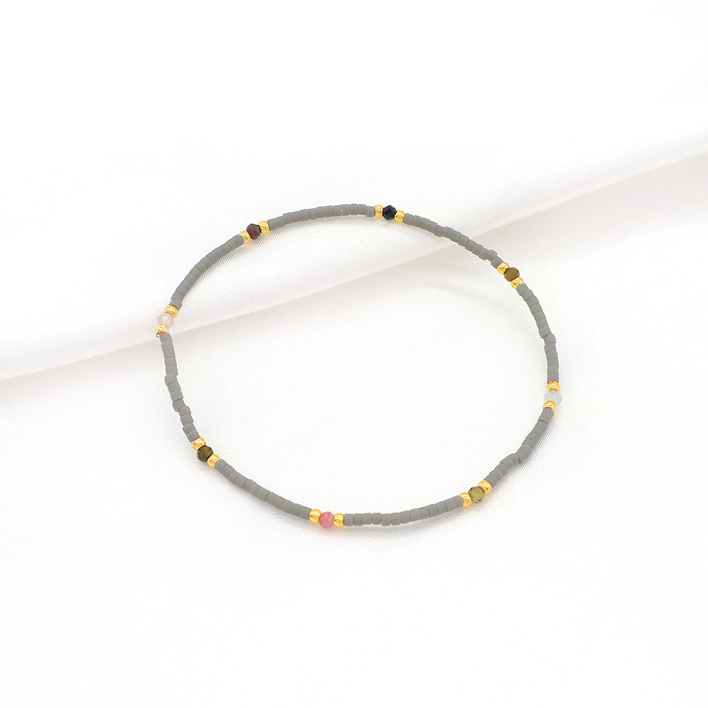 Custom Handmade Colorful Miyuki Beads Natural Stone Elastic Bracelet