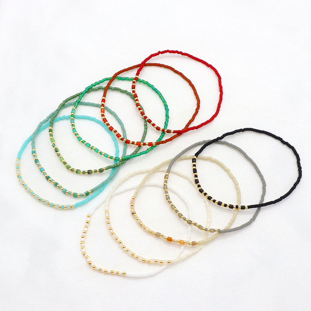 Custom Handmade Colorful Miyuki Beads Natural Stone Elastic Bracelet