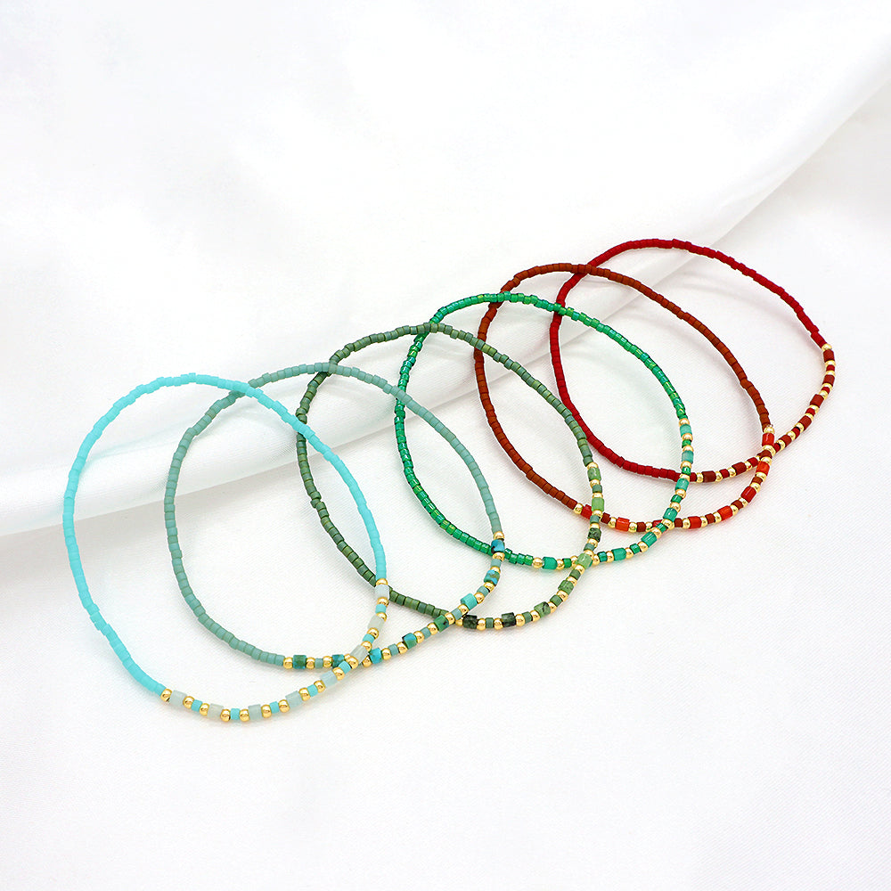 Custom Handmade Colorful Miyuki Beads Natural Stone Elastic Bracelet
