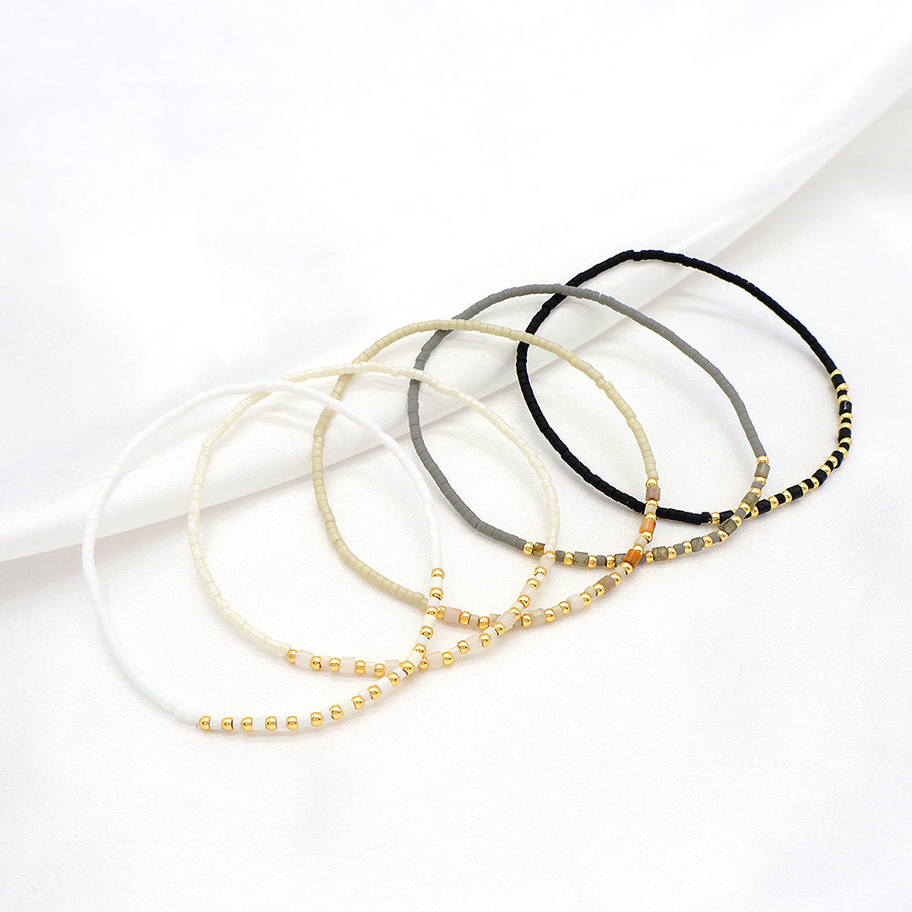 Custom Handmade Colorful Miyuki Beads Natural Stone Elastic Bracelet
