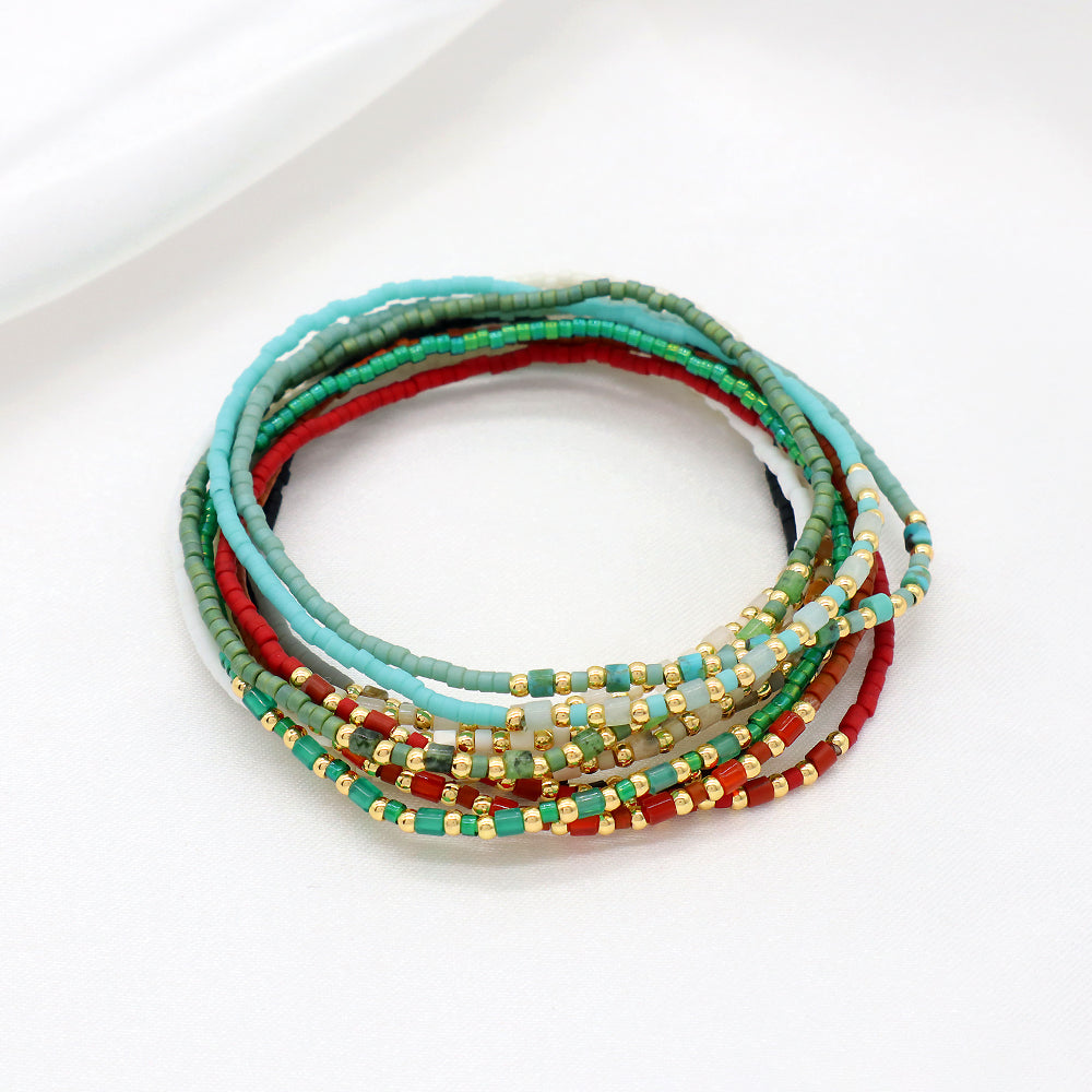 Custom Handmade Colorful Miyuki Beads Natural Stone Elastic Bracelet