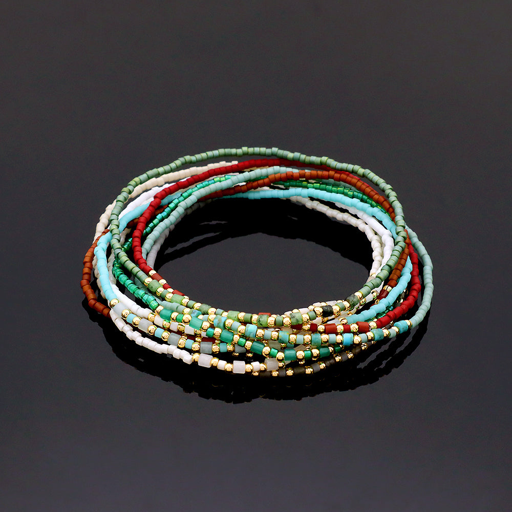 Custom Handmade Colorful Miyuki Beads Natural Stone Elastic Bracelet