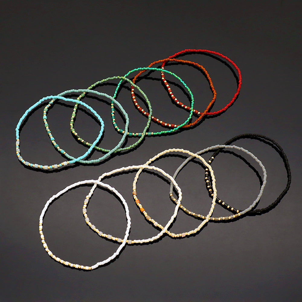 Custom Handmade Colorful Miyuki Beads Natural Stone Elastic Bracelet