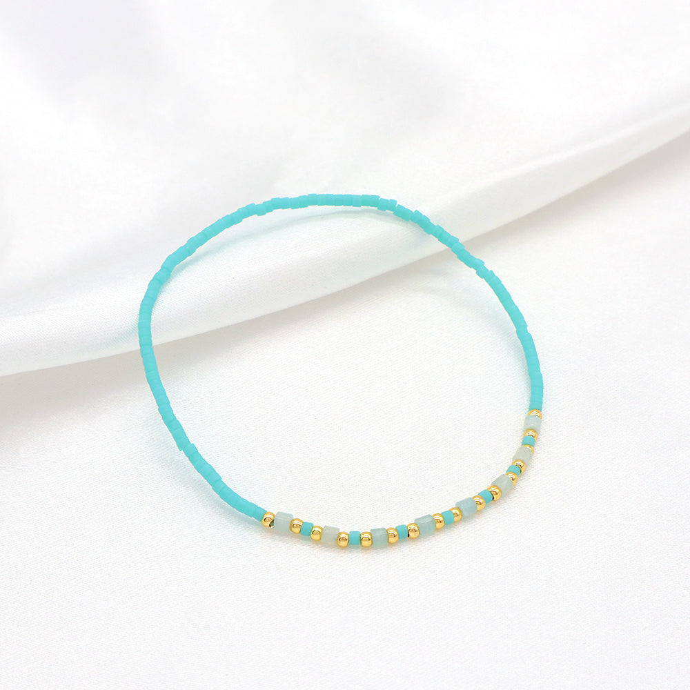 Custom Handmade Colorful Miyuki Beads Natural Stone Elastic Bracelet