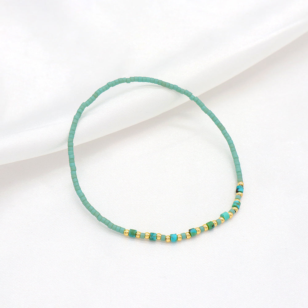 Custom Handmade Colorful Miyuki Beads Natural Stone Elastic Bracelet