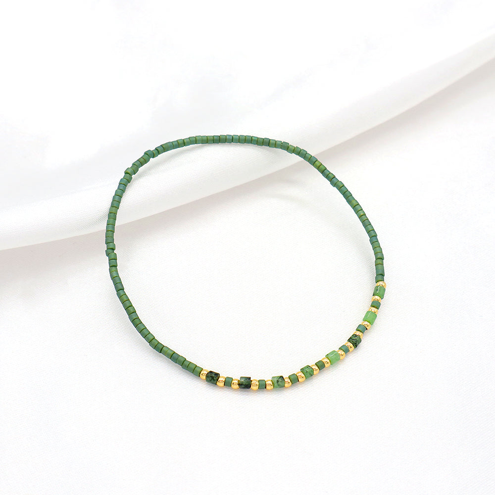 Custom Handmade Colorful Miyuki Beads Natural Stone Elastic Bracelet