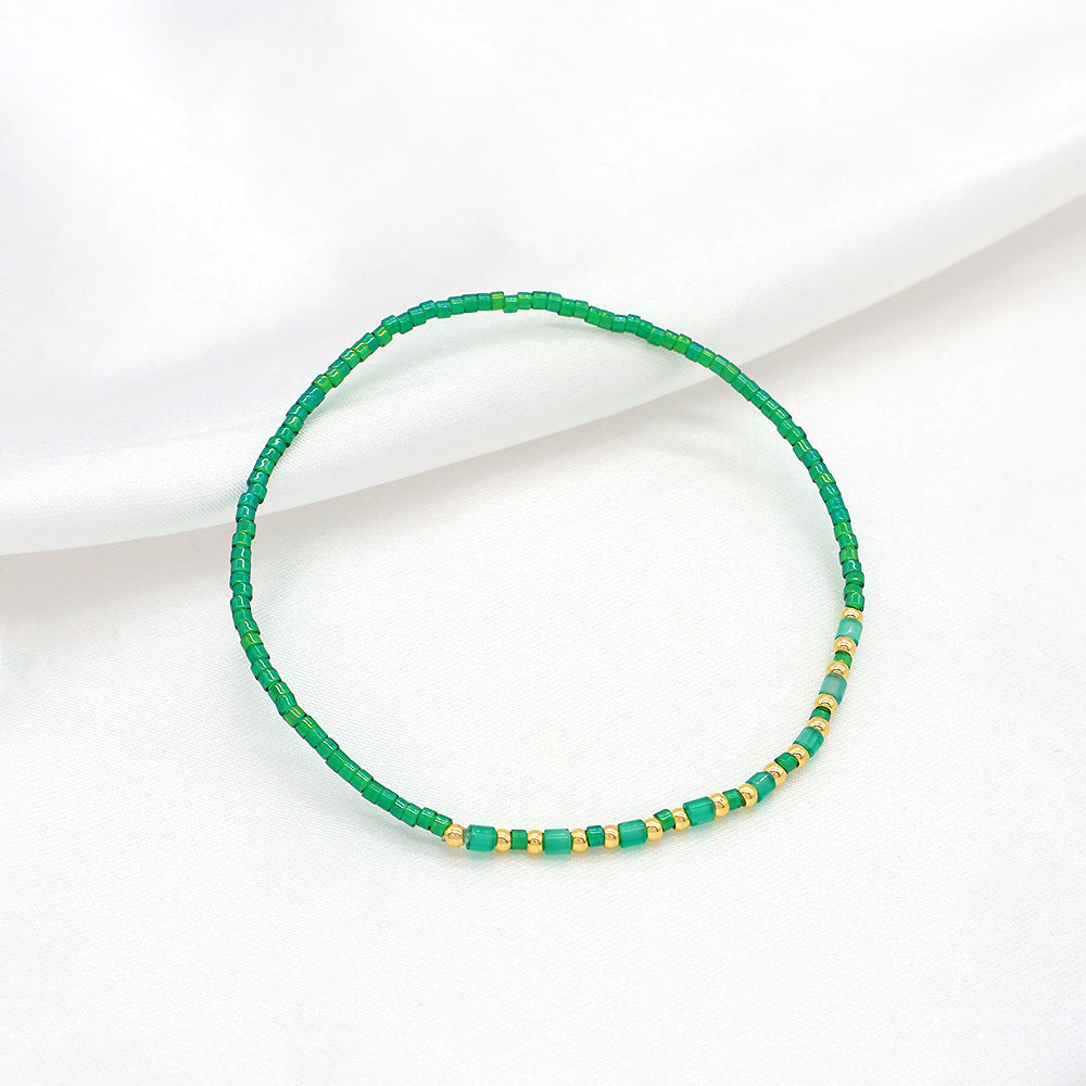 Custom Handmade Colorful Miyuki Beads Natural Stone Elastic Bracelet