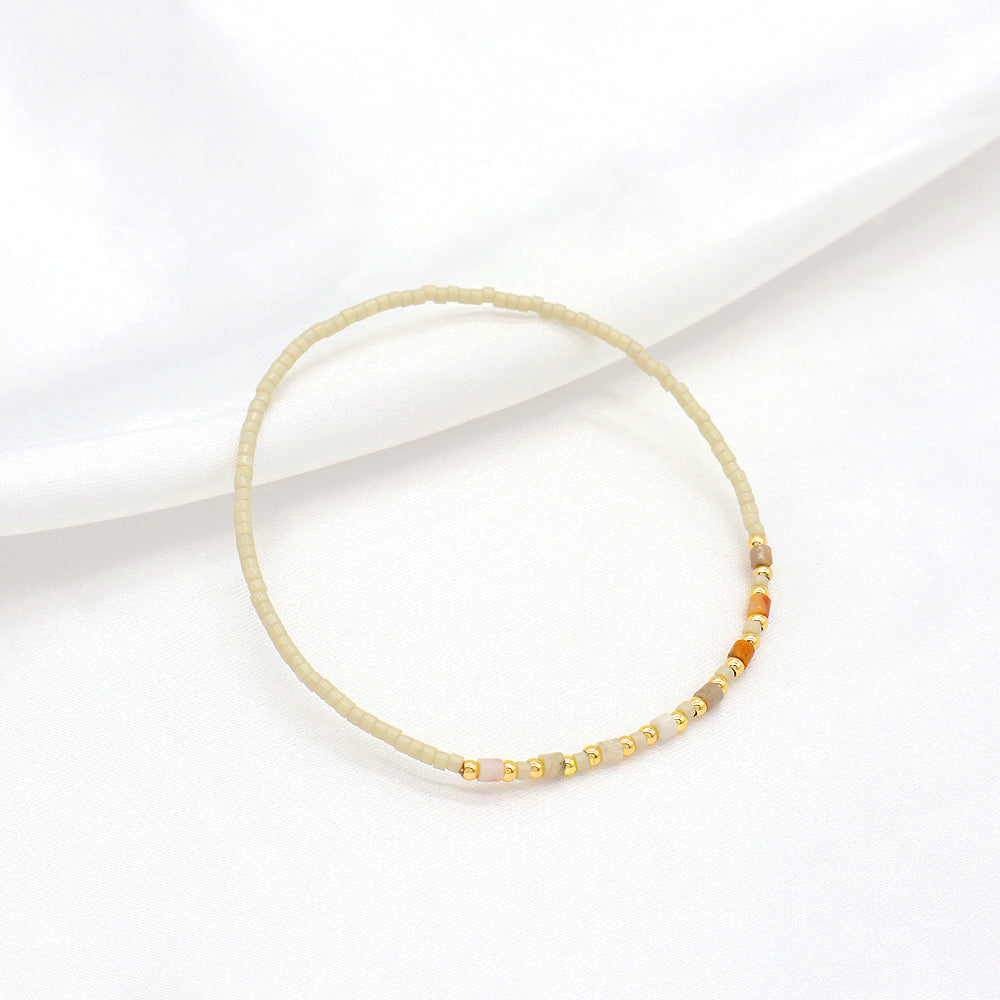 Custom Handmade Colorful Miyuki Beads Natural Stone Elastic Bracelet