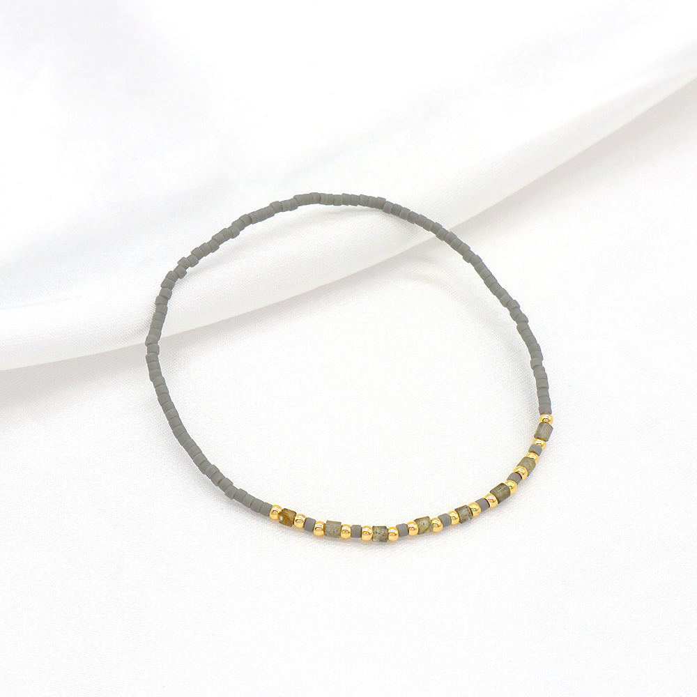 Custom Handmade Colorful Miyuki Beads Natural Stone Elastic Bracelet