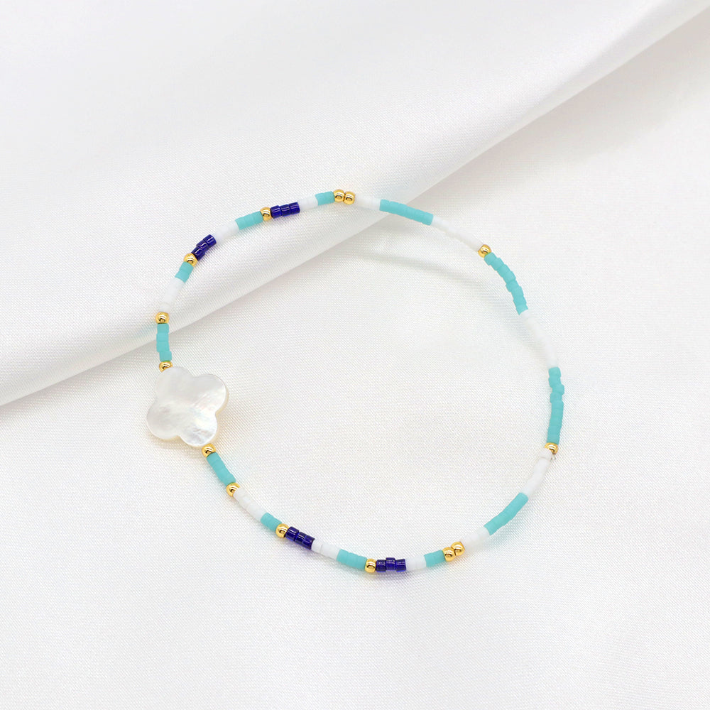 Custom Colorful Miyuki Beads Natural Shell Charms Adjustable Elastic Bracelet