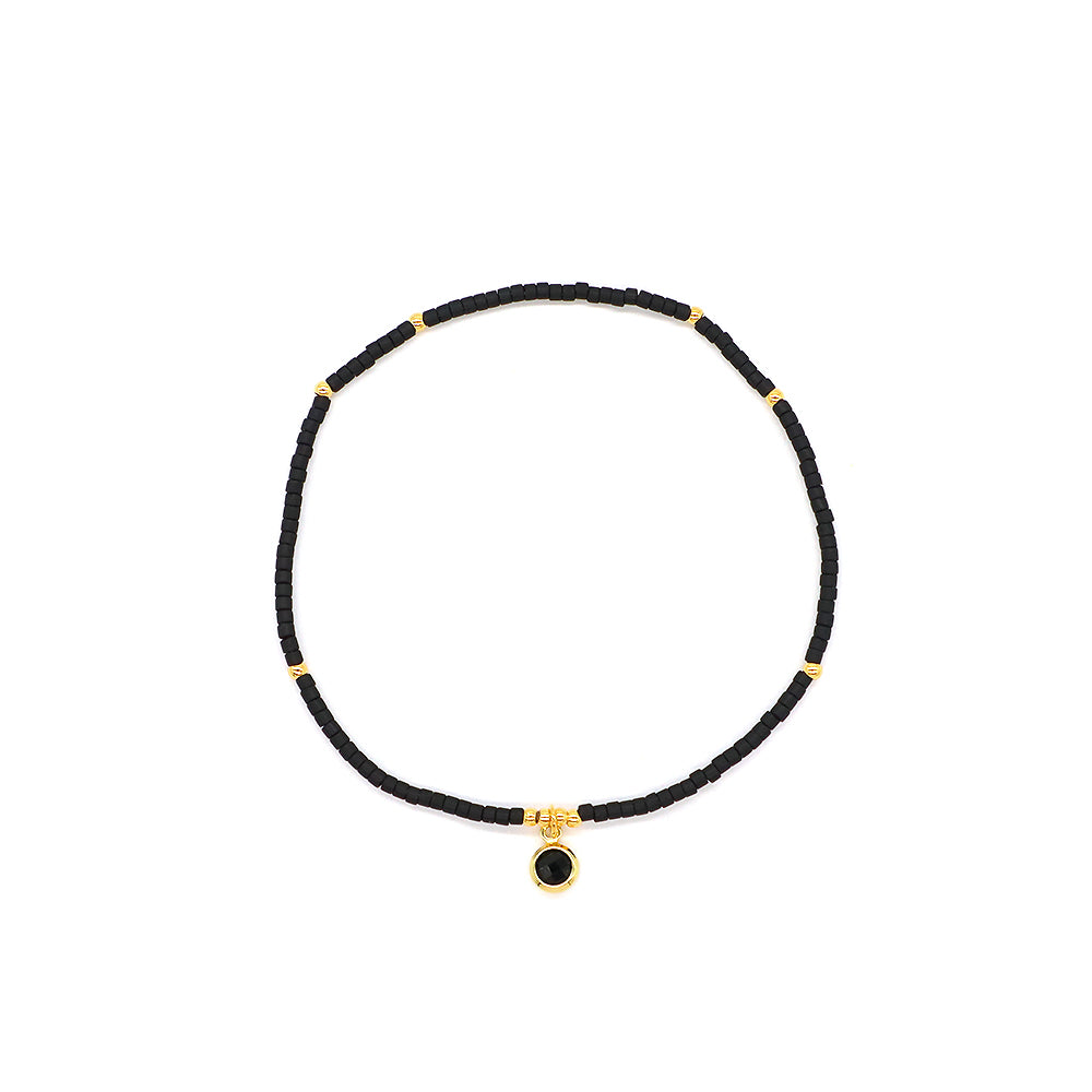 Handmade Colorful Miyuki Beads CZ Charms Elastic Bracelet