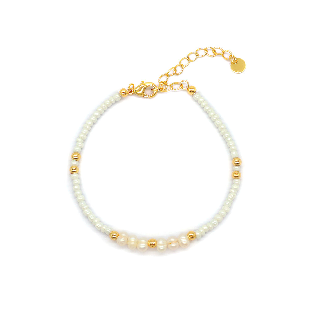 Custom Handmade Gold Plated Shell Pendant Fresh Water Pearl Seed Beads Necklace