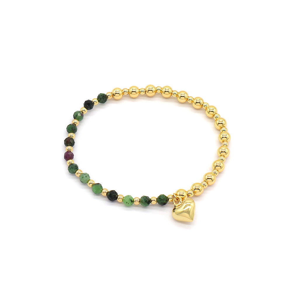 Custom Handmade Stretch Gold Plated Charm Natural Stone Beads Bracelet