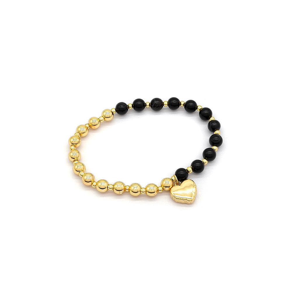 Custom Handmade Stretch Fashion Gold Plated Natural Stone Beads Charm Bracelet