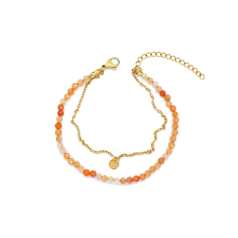 Custom Handmade Fashion Natural Stone Double Layer Charm Gold Plated Bracelet