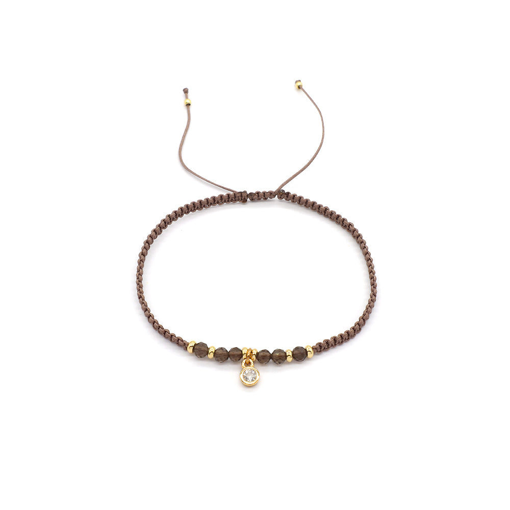 Custom Handmade Fashion Macrame Natural Stone With CZ Charm Gold Plated Bracelet