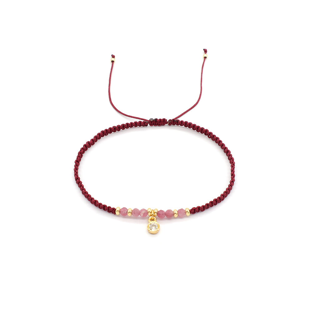 Custom Handmade Fashion Macrame Natural Stone With CZ Charm Gold Plated Bracelet