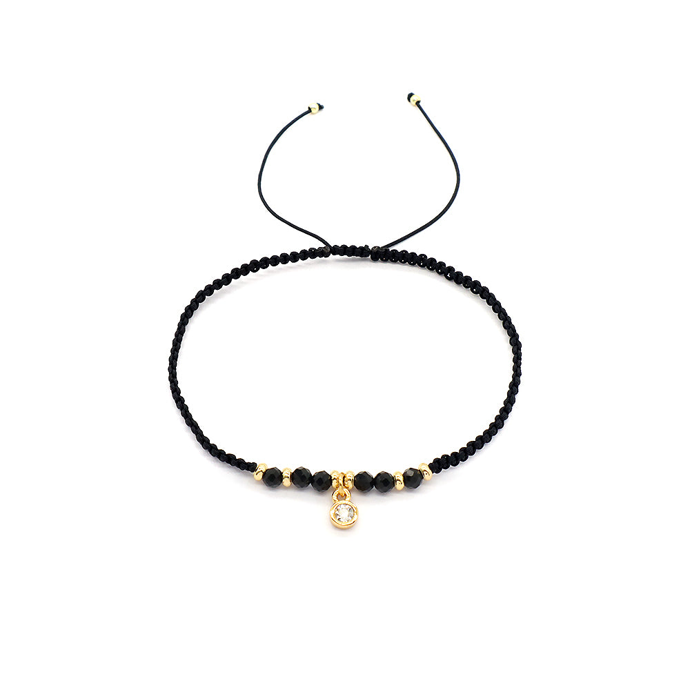 Custom Handmade Fashion Macrame Natural Stone With CZ Charm Gold Plated Bracelet
