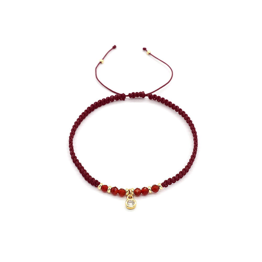 Custom Handmade Fashion Macrame Natural Stone With CZ Charm Gold Plated Bracelet
