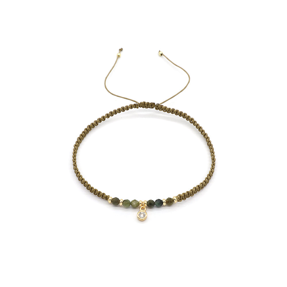 Custom Handmade Fashion Macrame Natural Stone With CZ Charm Gold Plated Bracelet