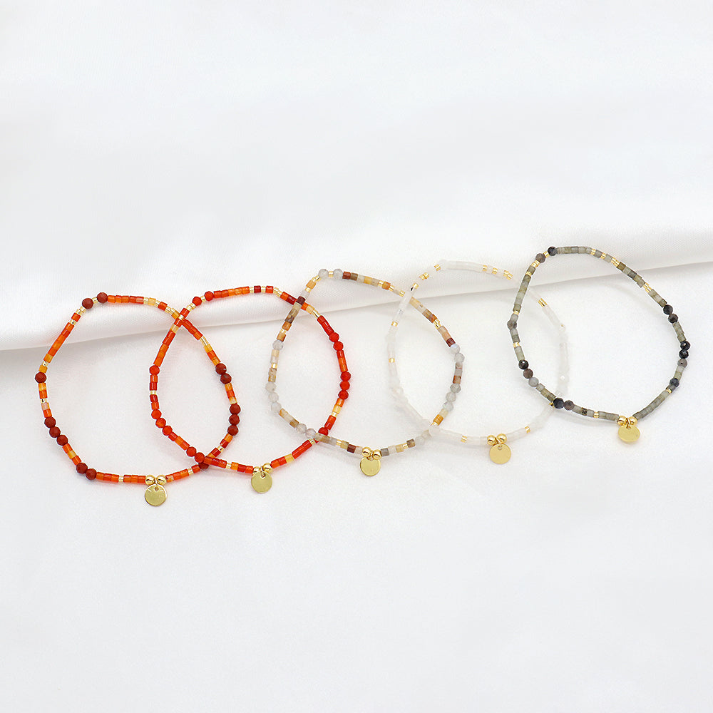 Custom Handmade Fashion Natural Stone Miyuki Beads Fresh Water Pearl Charm Bracelet