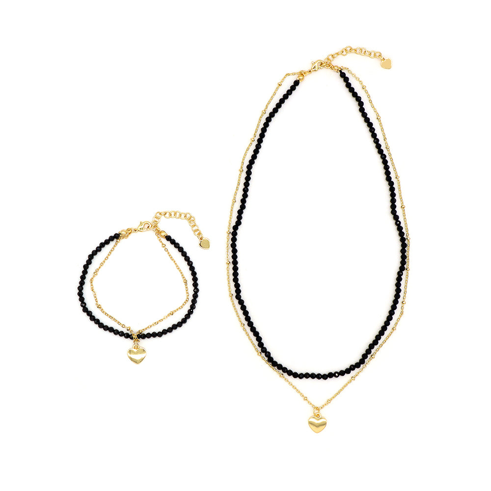 Handmade Custom Brass With Pendant Natural Stone Double Layer Necklace