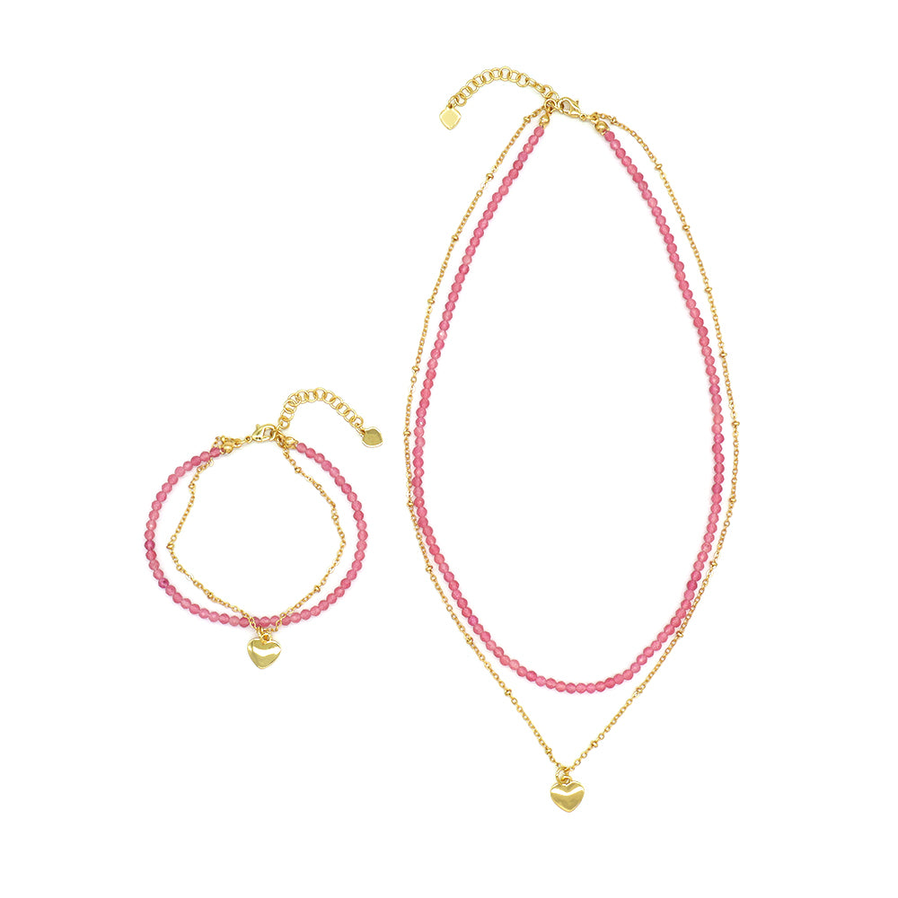Handmade Custom Brass With Pendant Natural Stone Double Layer Necklace