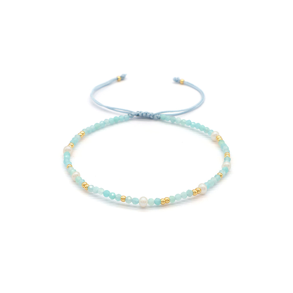 Custom Handmade Fashion Natural Stone Brass Beads With Fresh Water Pearl Bracelet