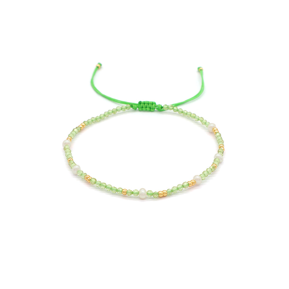 Custom Handmade Fashion Natural Stone Brass Beads With Fresh Water Pearl Bracelet