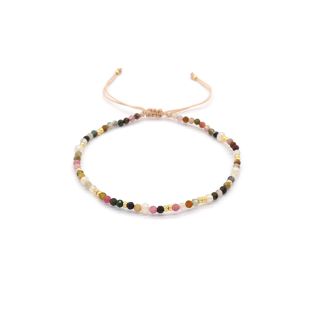 Custom Handmade Fashion Natural Stone Brass Beads With Fresh Water Pearl Bracelet