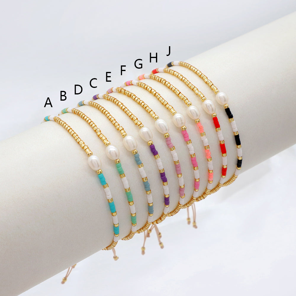 Colorful Miyuki Beads Fresh Water Pearl Handmade Braided Woven Macrame Bracelet