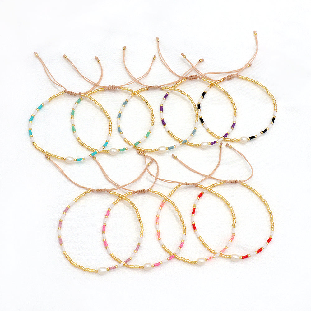 Colorful Miyuki Beads Fresh Water Pearl Handmade Braided Woven Macrame Bracelet