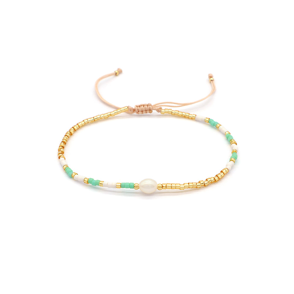 Colorful Miyuki Beads Fresh Water Pearl Handmade Braided Woven Macrame Bracelet