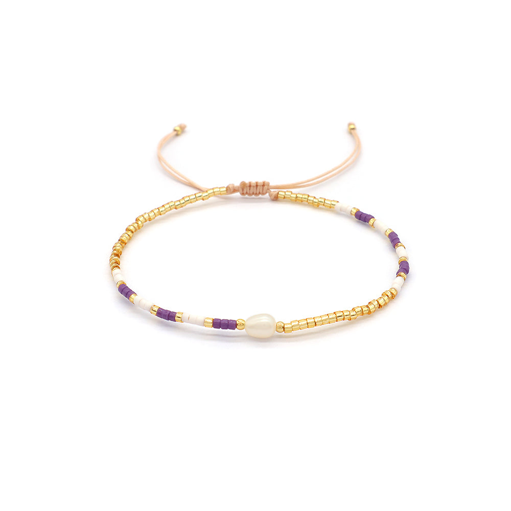 Colorful Miyuki Beads Fresh Water Pearl Handmade Braided Woven Macrame Bracelet