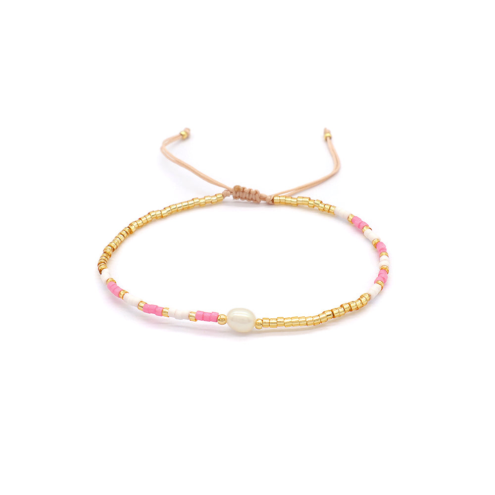 Colorful Miyuki Beads Fresh Water Pearl Handmade Braided Woven Macrame Bracelet
