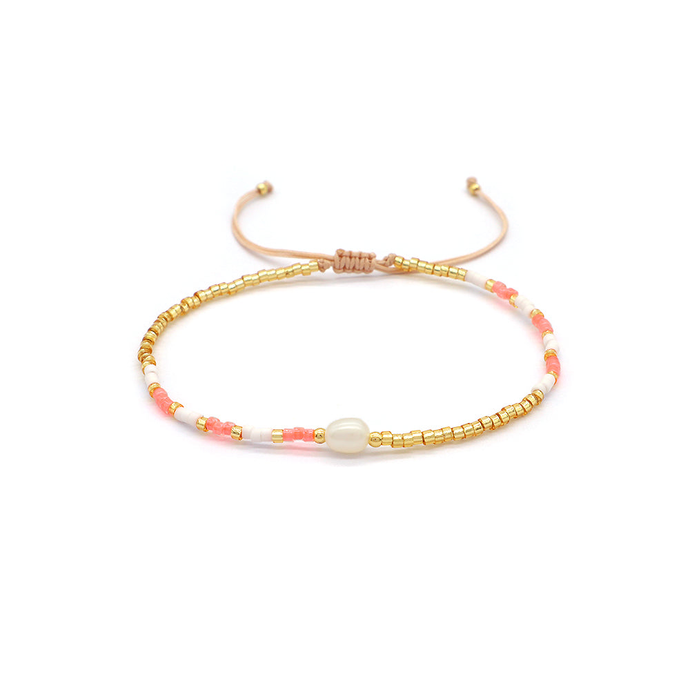 Colorful Miyuki Beads Fresh Water Pearl Handmade Braided Woven Macrame Bracelet