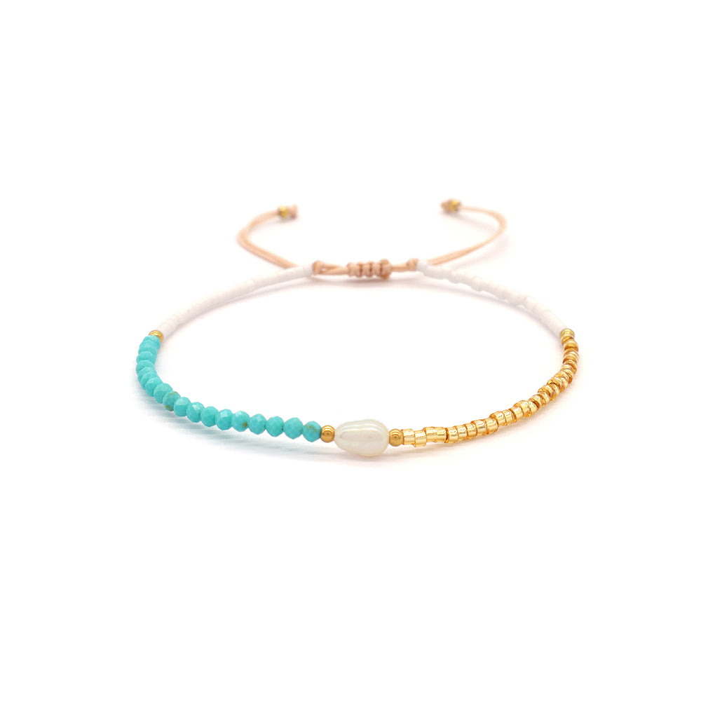 Handmade Natural Stone Beads Woven Macrame Adjustable Bracelet