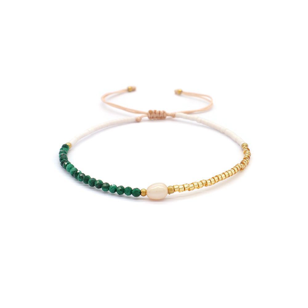 Handmade Natural Stone Beads Woven Macrame Adjustable Bracelet