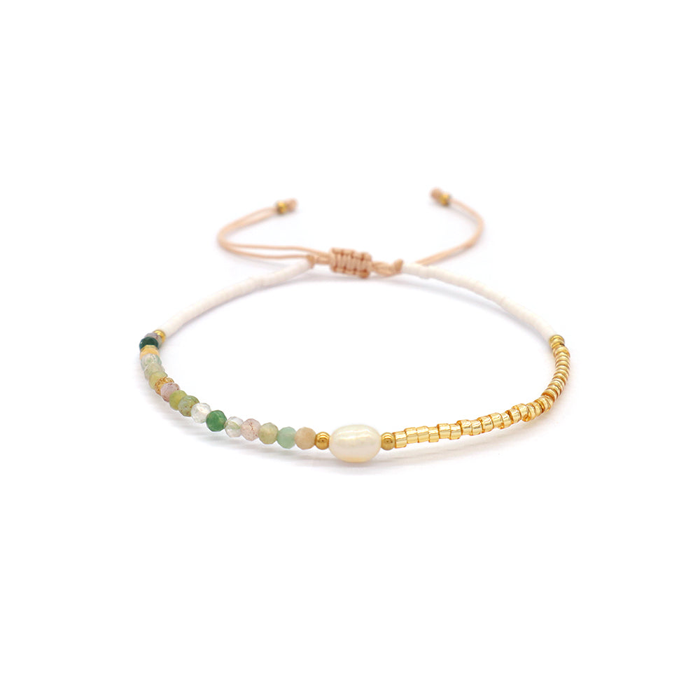 Handmade Natural Stone Beads Woven Macrame Adjustable Bracelet