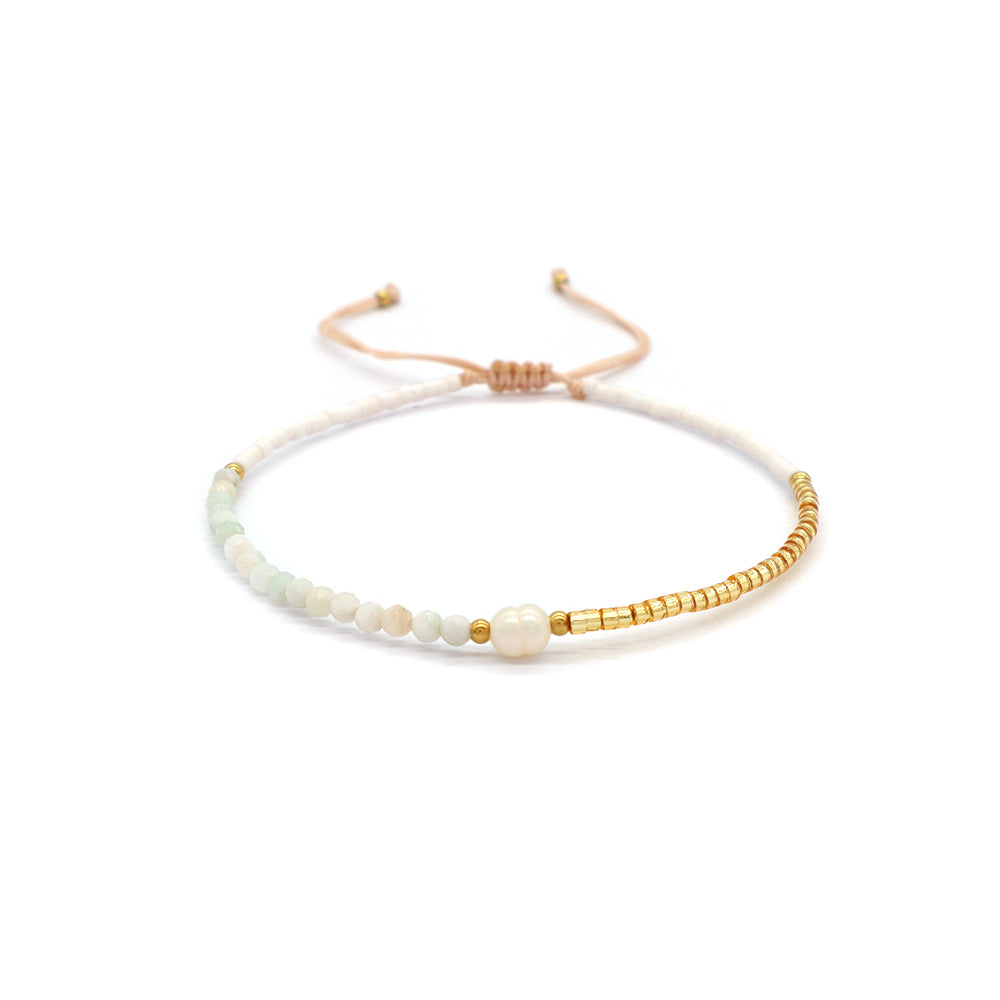 Handmade Natural Stone Beads Woven Macrame Adjustable Bracelet