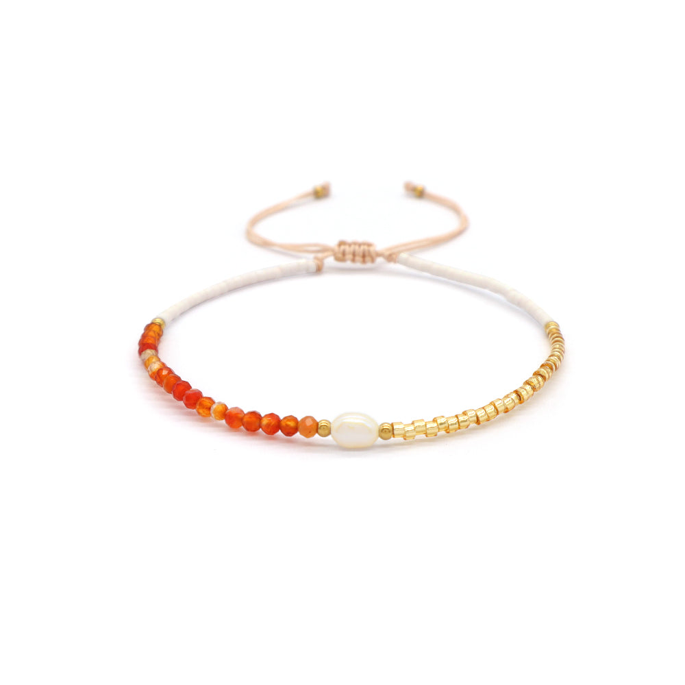 Handmade Natural Stone Beads Woven Macrame Adjustable Bracelet