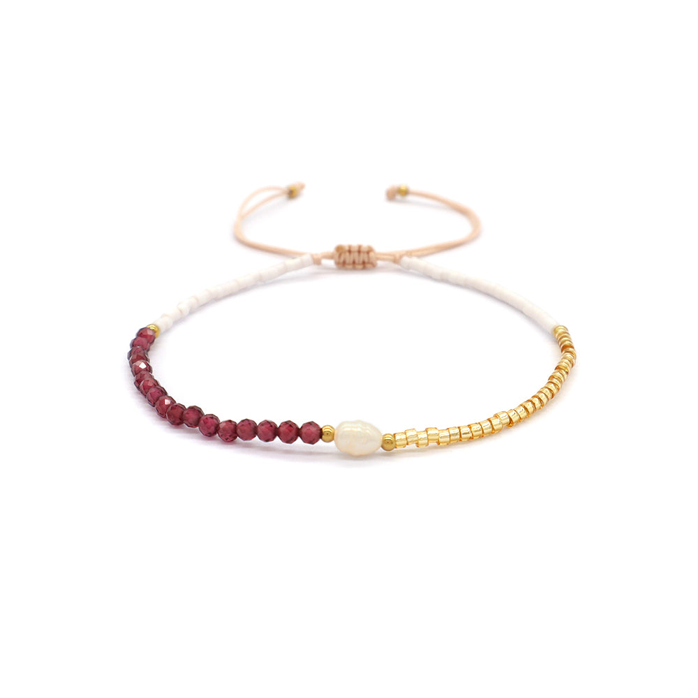 Handmade Natural Stone Beads Woven Macrame Adjustable Bracelet